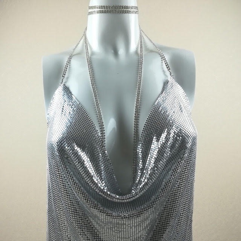 NEW SHIMMER DRESS, SHINY, BACKLESS AND HALTER.